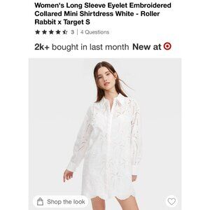 Roller Rabbit X Target Long Sleeve Eyelet Embroidered  Mini Shirtdress NEW